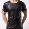 2019 горячая распродажа мода сексуальные мужчины футболка этап футболки с коротким рукавом искусственная кожа сжатия гей искусственная кожа мужчины тис плотный топ