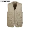 Vendita calda degli uomini di estate 2016 Plus Size 4XL Giacca di cotone Gilet Casual Multi-tasca Uomo Gilet senza maniche Uomo Spedizione gratuita