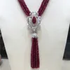 Hot Sell Natural Purple Jade Micro Inlay Zircon Clasp Tassel Necklace Long Sweater Chain Fashion Jewelry