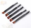 Mini double eyebrow brush short portable soft head eyebrows beauty makeup tool beginner spiral eyelash brushes 10