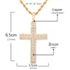 Men's Cross Necklace Pendant Charm Bling Ice Out Cubic Zircon Hip hop Jewelry with Rope Chain For Gift235n