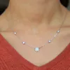 Silver Gold Rose Gold 3 Color CZ Station Opal Necklace Fine 925 Sterling Silver Jewelry Round Geometric Charm Link Chain Collar FA3471