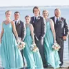 IJs blauw lange chiffon bruidsmeisje jurken spaghetti mouwloze a-lijn formele feestjurken rug rits vloer-lengte op maat gemaakte bruidsmeisje jurk