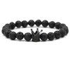 4 colori Micro Pave Cubic Zirconia Imperial Crown Bracciali Marca Uomo Donna Charm Black Lava Buddha Beads Bracciale Gioielli