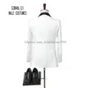 New Design Groomsmen Xaile Lapela Do Noivo Smoking Branco Impresso Ternos Dos Homens Terno De Casamento Melhor Homem Custom Made Blazer Noivo (Casaco + Calça + Colete)