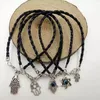 50Pcs/lot Fashion Vintage Silver Mixed Kabbalah Hamsa Hand Charms Red Leather Good Luck Bracelets & Bangles Jewelry A23