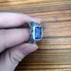 Echte pure 925 sterling zilveren ringen voor mannen blauwe natuurlijke kristallen steen heren ring vintage holle gegraveerde bloem fijne sieraden D18111306