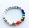 Nouveau Naturel Noir Pierre De Lave Charme Bracelets 7 Reiki Chakra Guérison Équilibre Perles Bracelet pour Hommes Femmes Stretch Yoga Bijoux