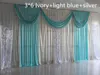 Bröllopsdekorationer 3m * 3m 3 * 6m 4m * 8m Stage Curtain Backdrops Silver Sequins Swag Ice Silk Material Bröllopsfest scen dekoration