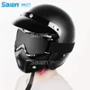 Lunettes de protection pour casque de moto avec masque facial amovible, lunettes chaudes anti-buée amovibles, filtre buccal, sangle antidérapante réglable