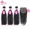Top Quality Brazilian Kinky Curly Bundles With Lace Closure Free Part Virgin Human Raw Hair Exteions 12 to 28 Natural Color
