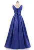 Robes mère de la mariée élégantes en Satin bleu, longues robes de bal, à lacets avec fermeture éclair au dos, longueur au sol, robe formelle