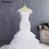 Amandabridal Bride Dress Sexy Mermaid Wedding Dresses Vintage Lace Bridal Gown 2022 With Detachable Straps Pleat Layer