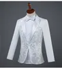 Black White Sparkly Crystals Jacket Men's Suits Adult Costume Male singer Chorus stage outfit Prom Compere Master for Wedding Host costumes
