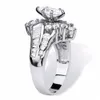 Wholewomen 18k guldpläterad diamant oregelbunden diamantögonformad stege zirkonring vigselring set för kvinnor ringar smycken F598812240541