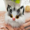 Charm Women Fluffy Keychains Cute Kitten Cat Key Chain For Girls Pompom Fur Car Key Ring Purse Pendant Pom Pom Keyrings Jewelry