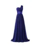 2018 Tanie Sexy Royal Blue One-Bore A-Line Długi Prom Dresses z Szyfonem Plus Size Party Sukienki Formalne Suknie Vestido De Festa BP15