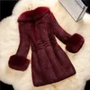 Arrival Women Long Sleeve Solid Overcoat Elegant Turn-Down Collar Warm Coat Winter Faux Fur Thick Outwear