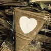 Vintage Fabric Hessian Bunting Rustic Burlap Banner Shabby Wedding Party Birthday Decor White Love Heart S1