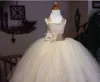 2020 Vintage Kids Formalne Nosić Koronki Szampańskie Dziewczyny Pagewne Suknie Spaghetti Paski Puffy Tulle Tulle Ball Suknia Kwiat Dziewczyny Sukienki na ślub