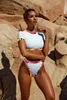 Sport-Badebekleidung Frauen Hohe Taille Brasilianischer Bikini-Tangas-Badeanzug Weiblicher Badeanzug Tankini Badeanzug Zweiteilig