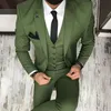 Arm Green Men Ternos para smoking Wedding Tuxedos 2018 Pontas de três peças Vesto Groom Goletcoat Blazer mais recente Style3027895