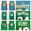 NCAA Leeds #34 Charles Barkley Jersey Green Farragut 34 Kevin Garnett Blue Jerseys Concord 40 Shawn Kemp High School Basketball Shirt