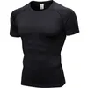 Snabbtorkad kompression Mäns kortärmad T-shirts Running Shirt Fitness Tight Tennis Soccer Jersey Gym Demix Sportkläder Man Toppar