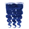 Brazylijski Ciało Wave Dark Blue Weave Human Włosy 3 z frontal Blue Color Faliste Dziewiczy Przedłużanie włosów z pełnym koronkowym zamknięciem 13x4 "