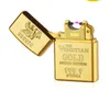 Nyaste Gold Brick Double Single USB Arc Lighter Cigarettelektronisk elektrisk laddningsbar pulsändare presentförpackning för rökning också4500421