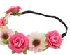 Bohemian Style Rose Flower Crown Headbands for Women Bridal Wedding Colorful Floral Wreath Headband Hair Ornament