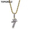 TOPGRILLZ Shiny Crown Number 7 Necklace & Pendant Charms For Men Copper Gold Color Cubic Zircon Necklace Hip Hop Jewelry Gifts
