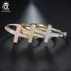 Женские серьги-кольца ORSA JEWELS серебряного цвета с большой крестообразной петлей, модные ювелирные серьги с блестящими австрийскими кристаллами O1076317