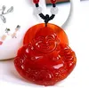 Agate de glace naturelle brésil agate rouge pendentif bouddha riant jade bouddha maitreya pendentif bijoux pour femme