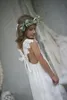2018 Beach Boho Flower Girl Dresses Chiffon Custom Size Holy Commion Gowns v Neck Kidフォーマルドレス1599997