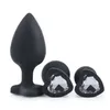 MaryXiong 3PCS/lot Black Heart Shape Silicone Anal Plugs Butt Plug Jeweled Sex Stopper Adult Toys for Men Gay Women Anal Trainer