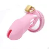 Nuevo dispositivo de jaula de silicona de color rosa fuerte 10*3.5cm CB6000 Long Cock Cages Toys para hombres Pene Y18928045414041