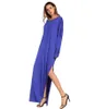 2018 Kobiety Casual Długa Sukienka Solid Color Loose Off Shoulder High Split Up Beach Street Maxi Sukienki