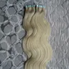 613 Bleach Blonde Grade 7a Unprocessed tape hair extensions 100g 40pcs Brazilian Virgin body wave Hair Skin Weft Tape Hair Extensions