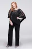 Sparkly Sequined Long Sleeves Mother Of The Bride Pant Suits Jewel Neck Lace Wedding Guest Dress Plus Size Chiffon Mothers Groom Dresses