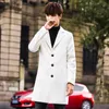 White Men's Windbreaker Jacket Fashion Business Casual Men Long Coats Young Slim Warm and Comfortable Clothing Khaki Blue Trench