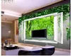 Пользовательские фото Обои из окна зеленый свежий лес лес HD телевизор фон украшения стены живопись настенная роспись для гостиной большой