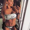 1 takım Halter Mayo Bandaj Mayo Bling Pullu Mayo Bikini Bikinis De Las Mujeres Omuzlar Biquini Brasileiro Spor