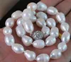 Stor 11-13mm Äkta Naturvit Akoya Cultured Pearl Necklace Magnet Clasp 18 "