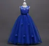 2018 Puffy Princess Dresses for Kids Appliqued senza maniche Flower Girls Abito da sera Lunghi costumi da pianista 5-16 anni