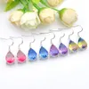 Mix Renk 4 adet / grup 925 ayar gümüş küçük ve zarif Gökkuşağı Bi-Renkli Turmalin Taş Gümüş sevgililer Dangle Earrigs Jewelr