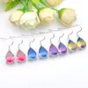 Mix Color 4 pçs / lote 925 sterling silver pequeno e requintado Rainbow Bi-Colored Turmalina Gemstone Prata Dos Namorados Oscila Earrings Jewelr