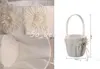 White Elegant Flower Girl Baskets Beautiful Round Silk Small Flower Basket Wedding Favors Wedding Accessory New BL-5615