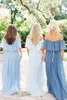 Blue Boho Chiffon Bridesmaid Dresses With Boho Off The Shoulder Bohemian A Line Long Maid Of Honor Special Occasion Dress