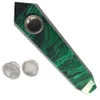 Grön Malachite Quartz Rökning Rörkristall Stenstav Point Cigars Rör med 3 metallfilter för hälsa Rökning
